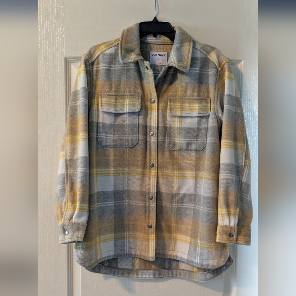 Old Navy Yellow/Gray Plaid Shacket
